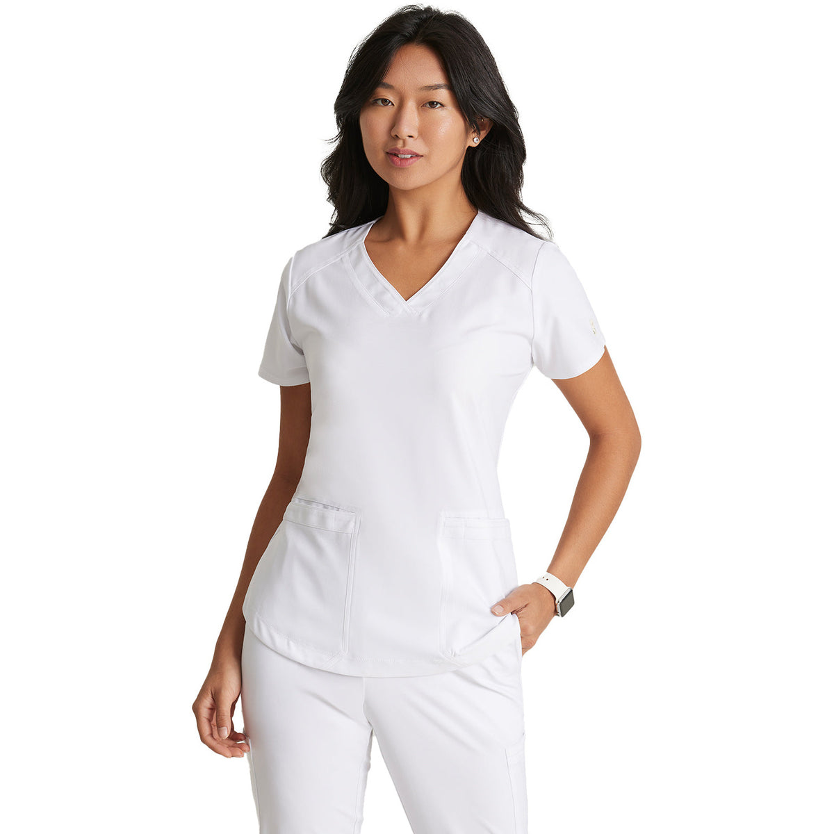 Barco Grey's Anatomy Evolve Women's Two-Pocket Piped V-Neck Rhythm Top