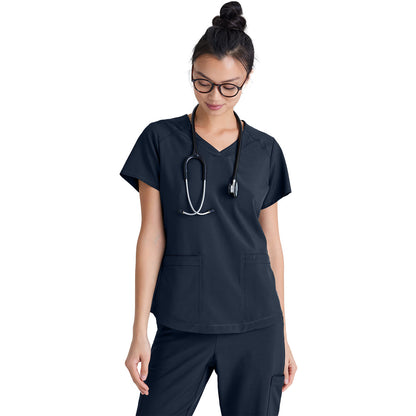 Barco Grey's Anatomy Evolve Women's Two-Pocket Piped V-Neck Rhythm Top