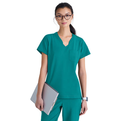 Barco Grey's Anatomy Evolve Women's Banded-V-Neck Sway Tuck-In Top