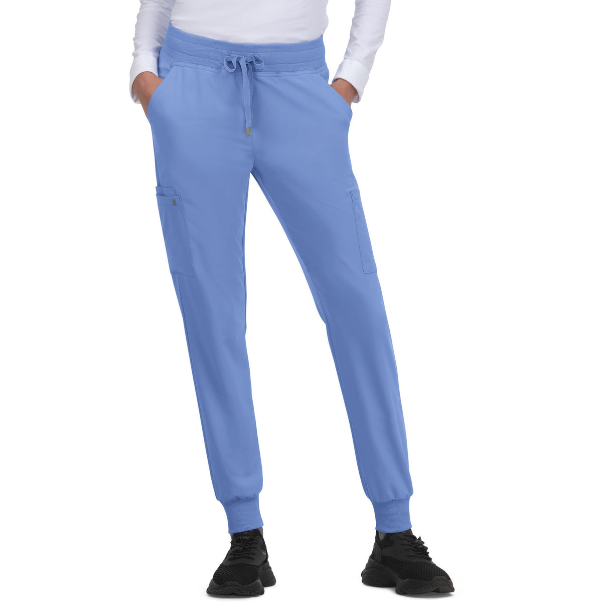 KOI Cureology Women's 6-Pocket Ribbed Cuff Jogger Style Pulse Pant