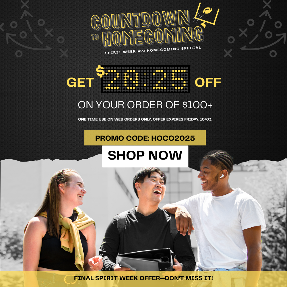 Spirit Week #3 – Last Chance! Take $20.25 off $100 orders during Homecoming Week. Ends 10/3 with code HOCO2025.