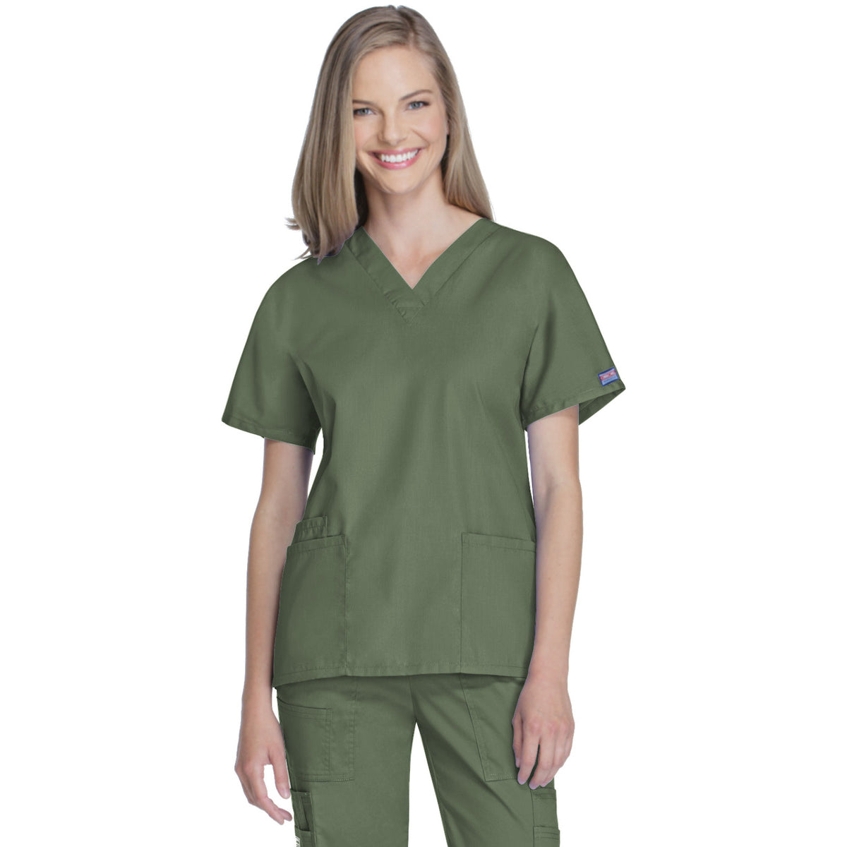 Cherokee Workwear Originals Women's 2-Pocket V-Neck Top