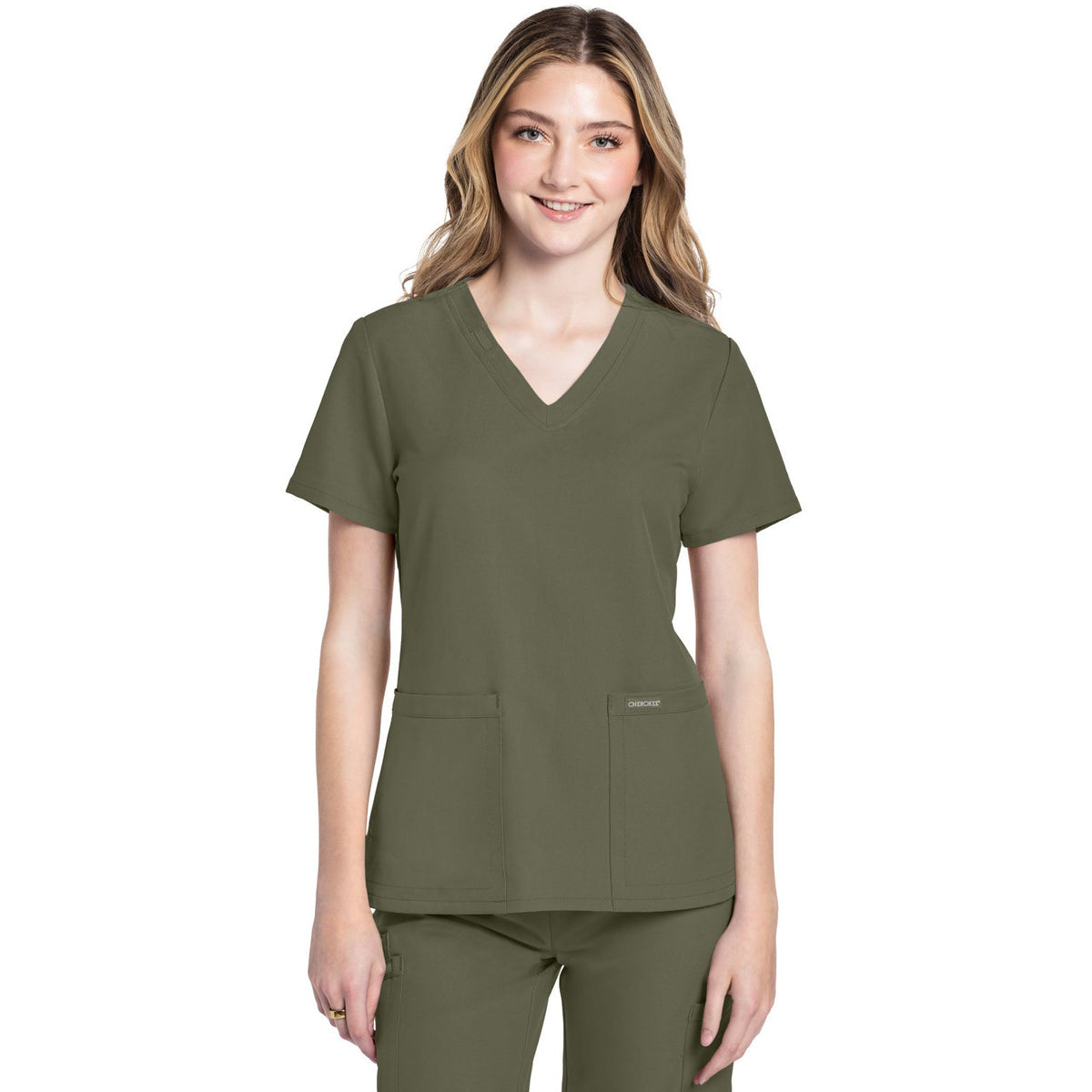 Cherokee Workwear Originals Ultra Women's 2-Pocket V-Neck Top