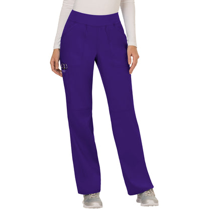 Cherokee Workwear Revolution Women's 4-Pocket Mid Rise Straight Leg Pull-on Pant