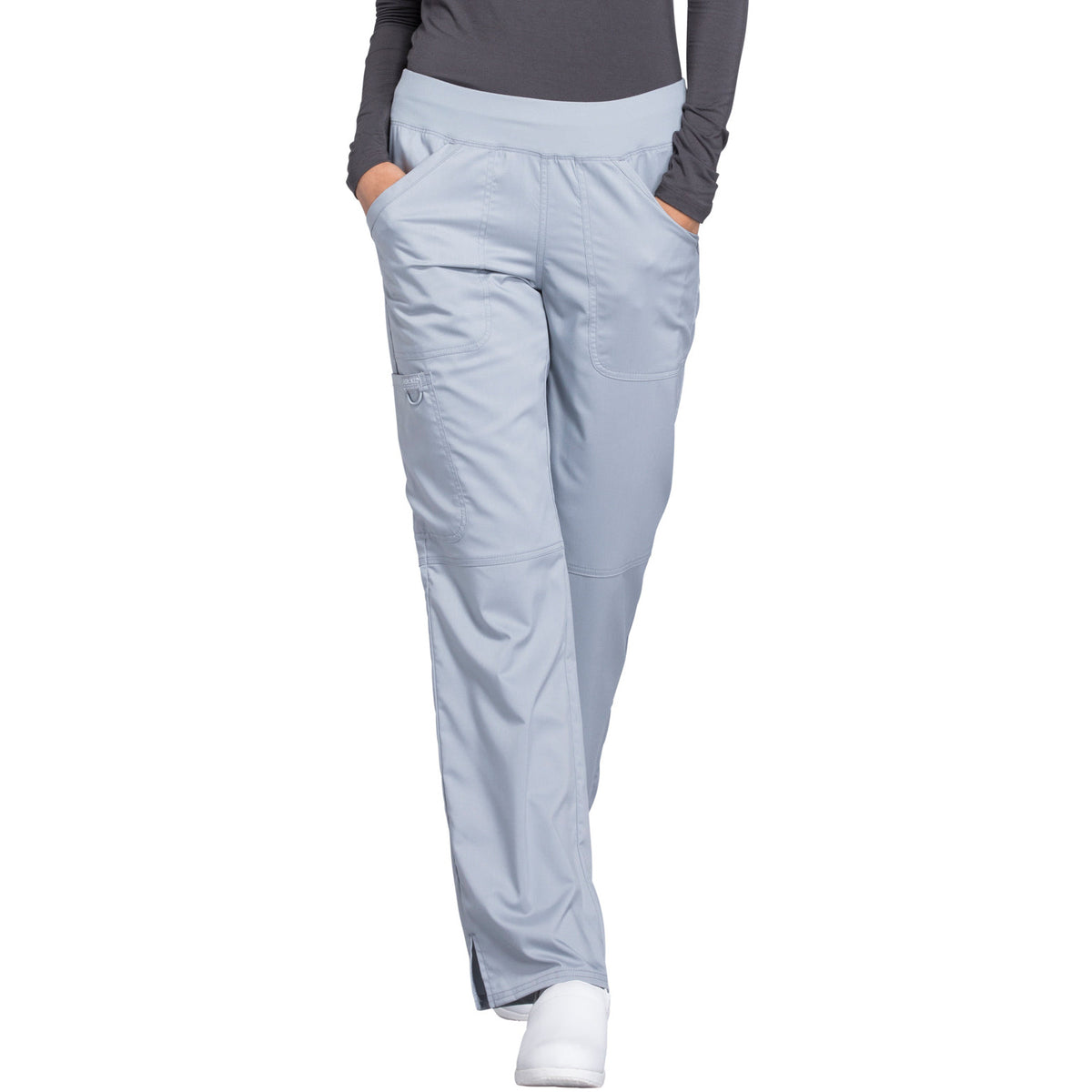 Cherokee Workwear Revolution Women's 4-Pocket Mid Rise Straight Leg Pull-on Pant