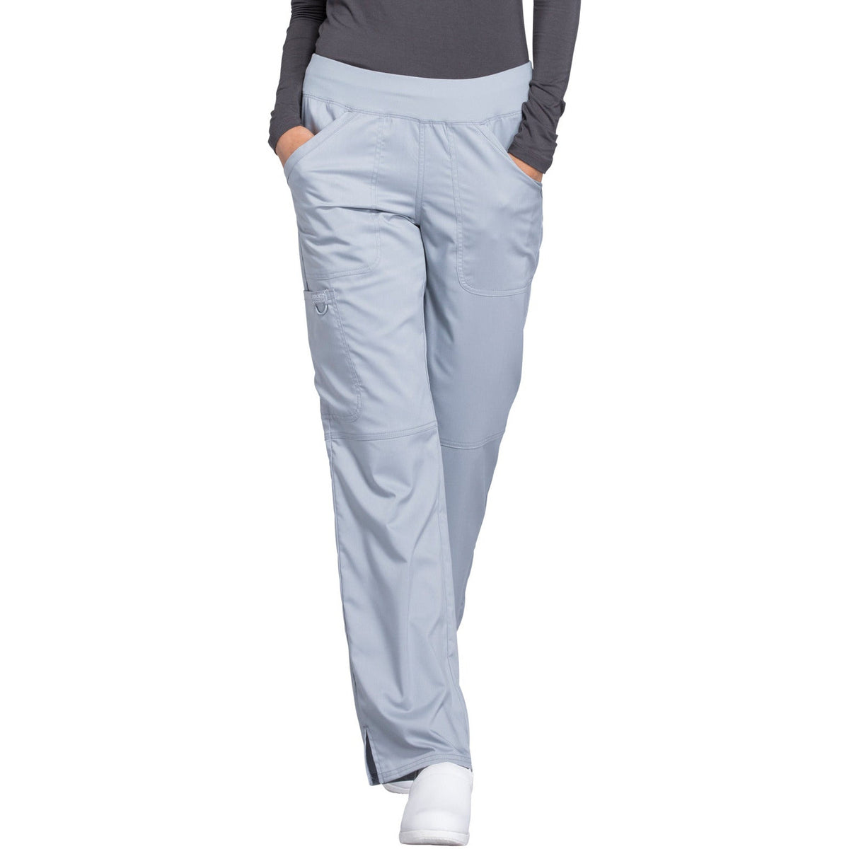 Cherokee Workwear Revolution Women's 4-Pocket Mid Rise Straight Leg Pull-on Pant