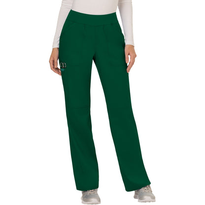 Cherokee Workwear Revolution Women's 4-Pocket Mid Rise Straight Leg Pull-on Pant