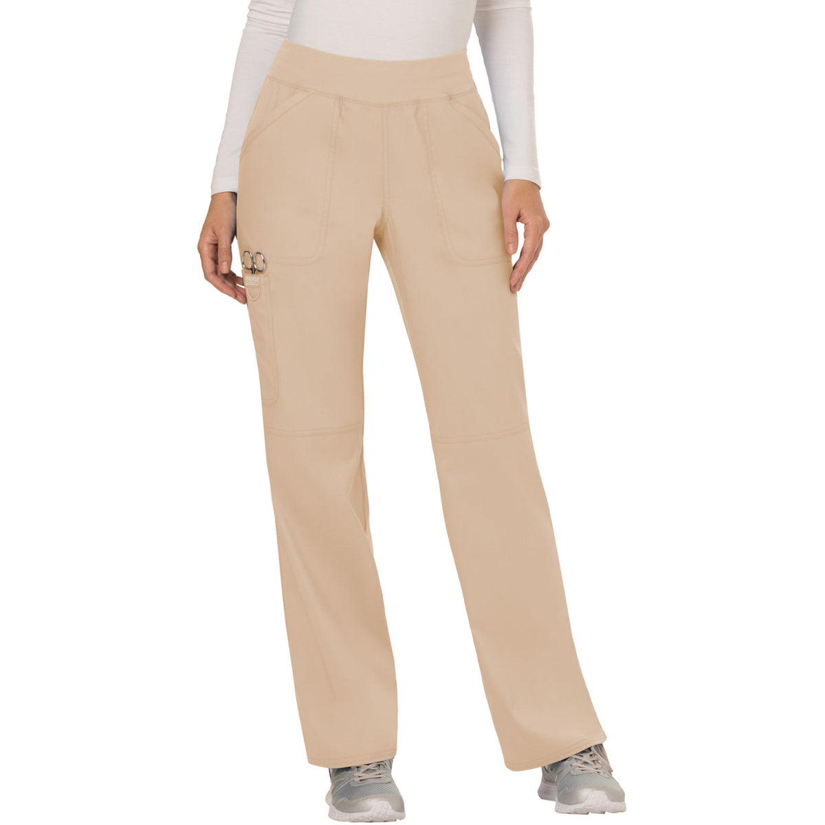 Cherokee Workwear Revolution Women's 4-Pocket Mid Rise Straight Leg Pull-on Pant