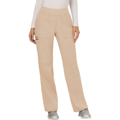 Cherokee Workwear Revolution Women's 4-Pocket Mid Rise Straight Leg Pull-on Pant