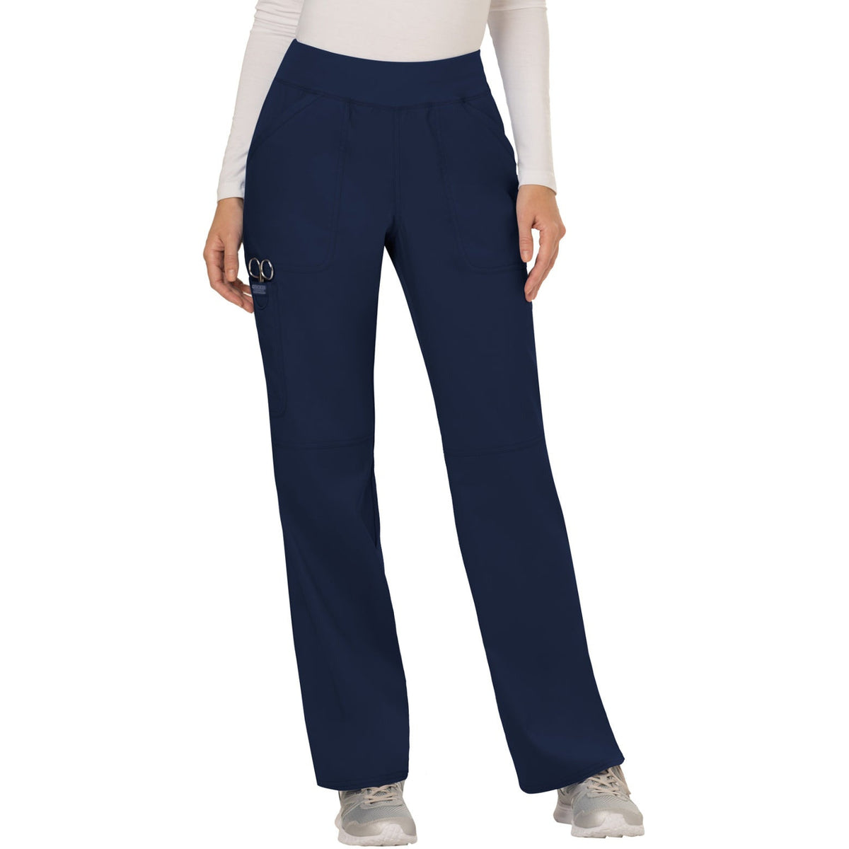 Cherokee Workwear Revolution Women's 4-Pocket Mid Rise Straight Leg Pull-on Pant