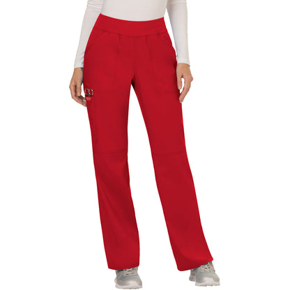 Cherokee Workwear Revolution Women's 4-Pocket Mid Rise Straight Leg Pull-on Pant