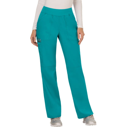 Cherokee Workwear Revolution Women's 4-Pocket Mid Rise Straight Leg Pull-on Pant
