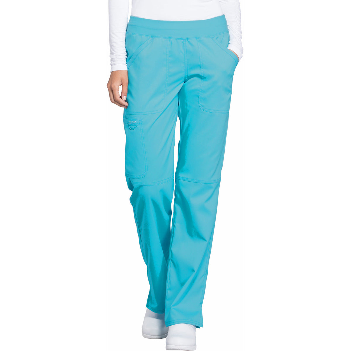 Cherokee Workwear Revolution Women's 4-Pocket Mid Rise Straight Leg Pull-on Pant