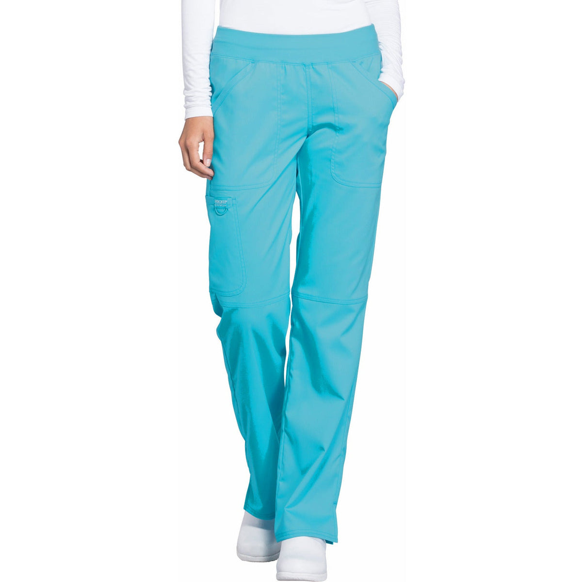 Cherokee Workwear Revolution Women's 4-Pocket Mid Rise Straight Leg Pull-on Pant