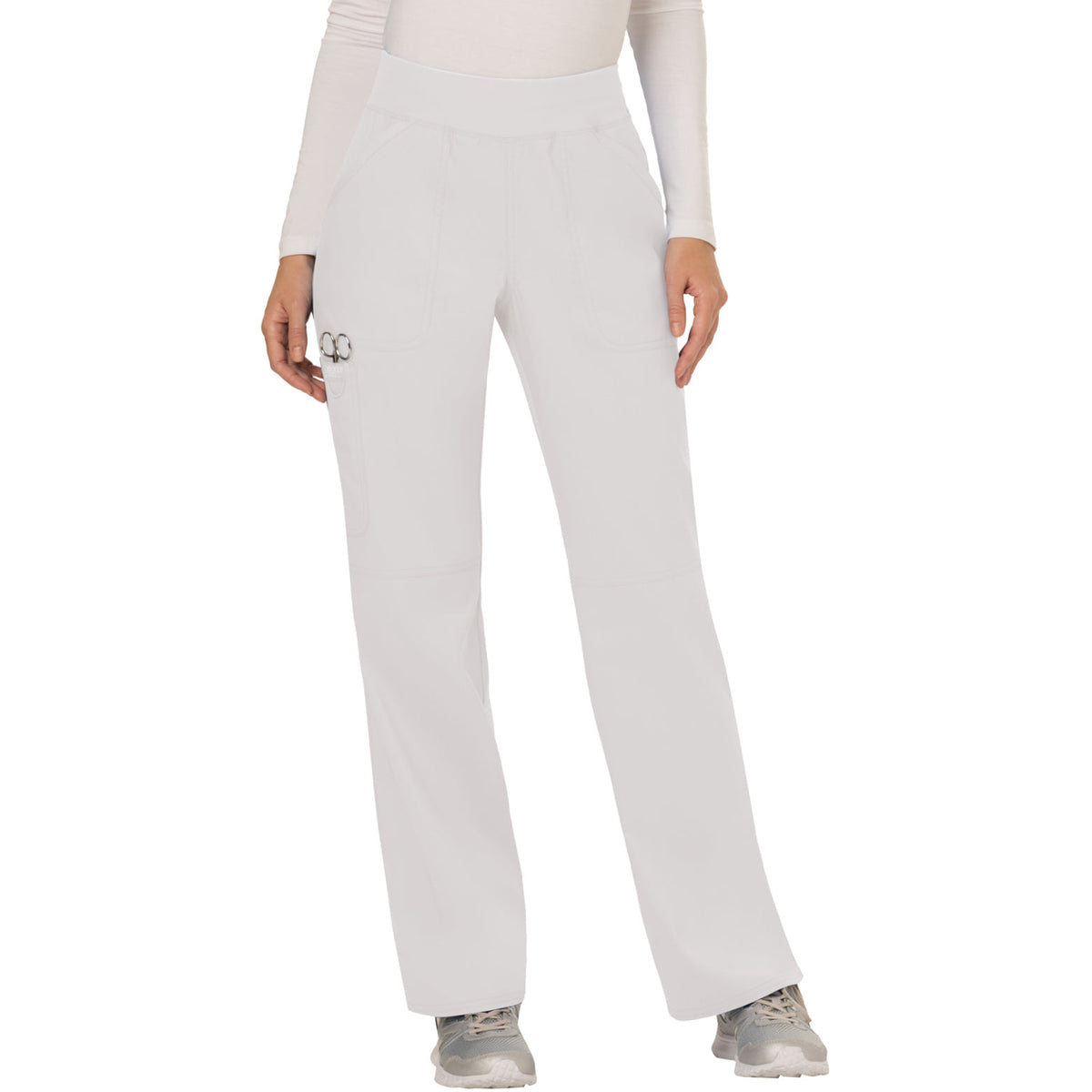 Cherokee Workwear Revolution Women's 4-Pocket Mid Rise Straight Leg Pull-on Pant