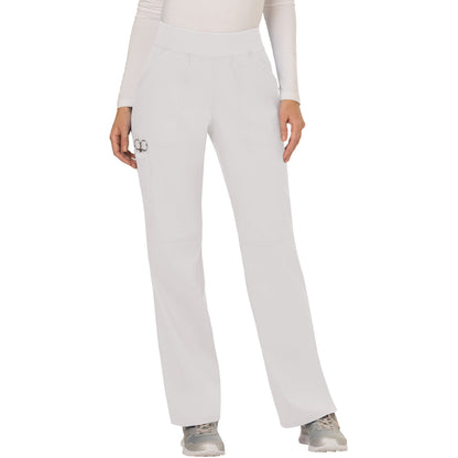 Cherokee Workwear Revolution Women's 4-Pocket Mid Rise Straight Leg Pull-on Pant