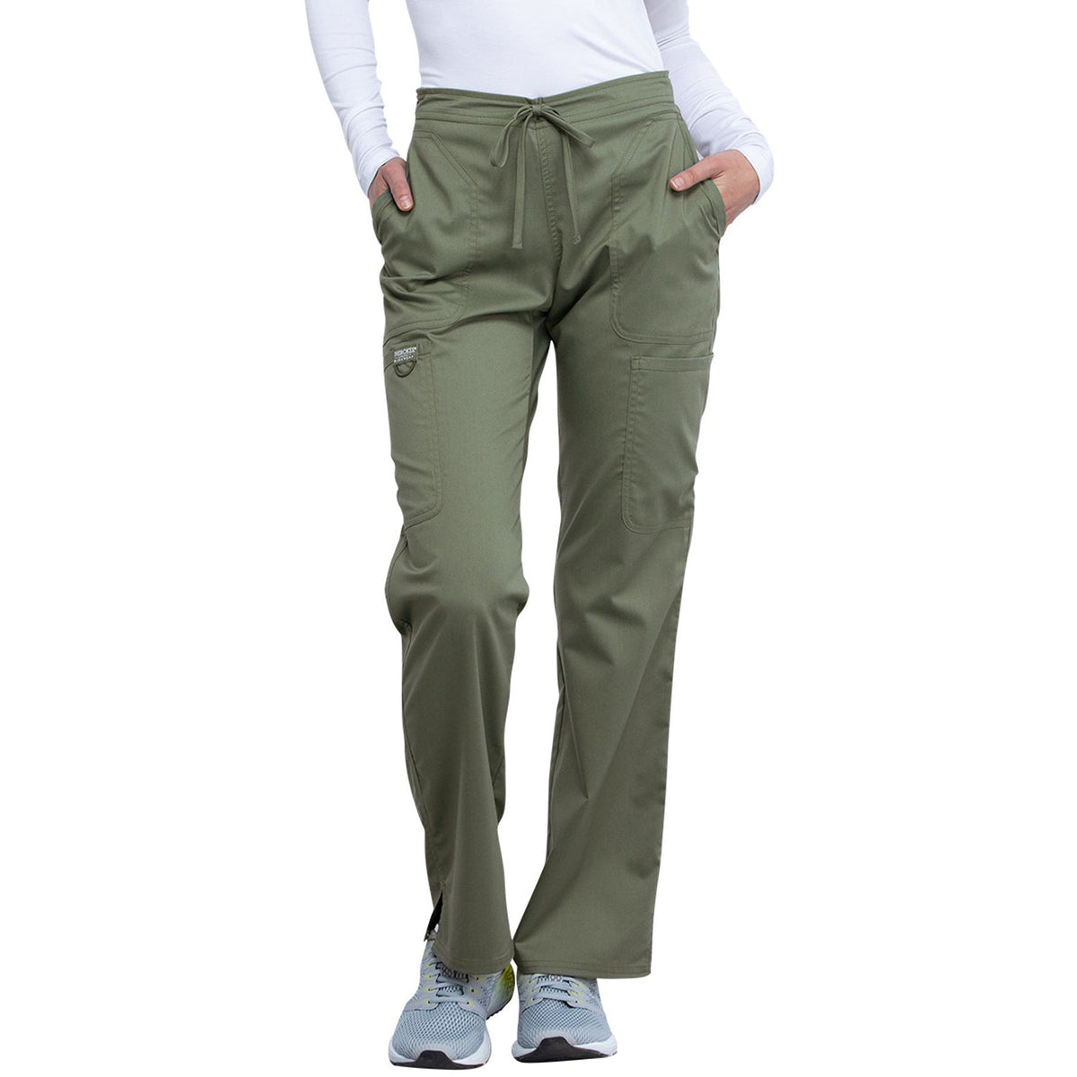 Cherokee Workwear Revolution Women's 5-Pocket Mid Rise Drawstring Pant