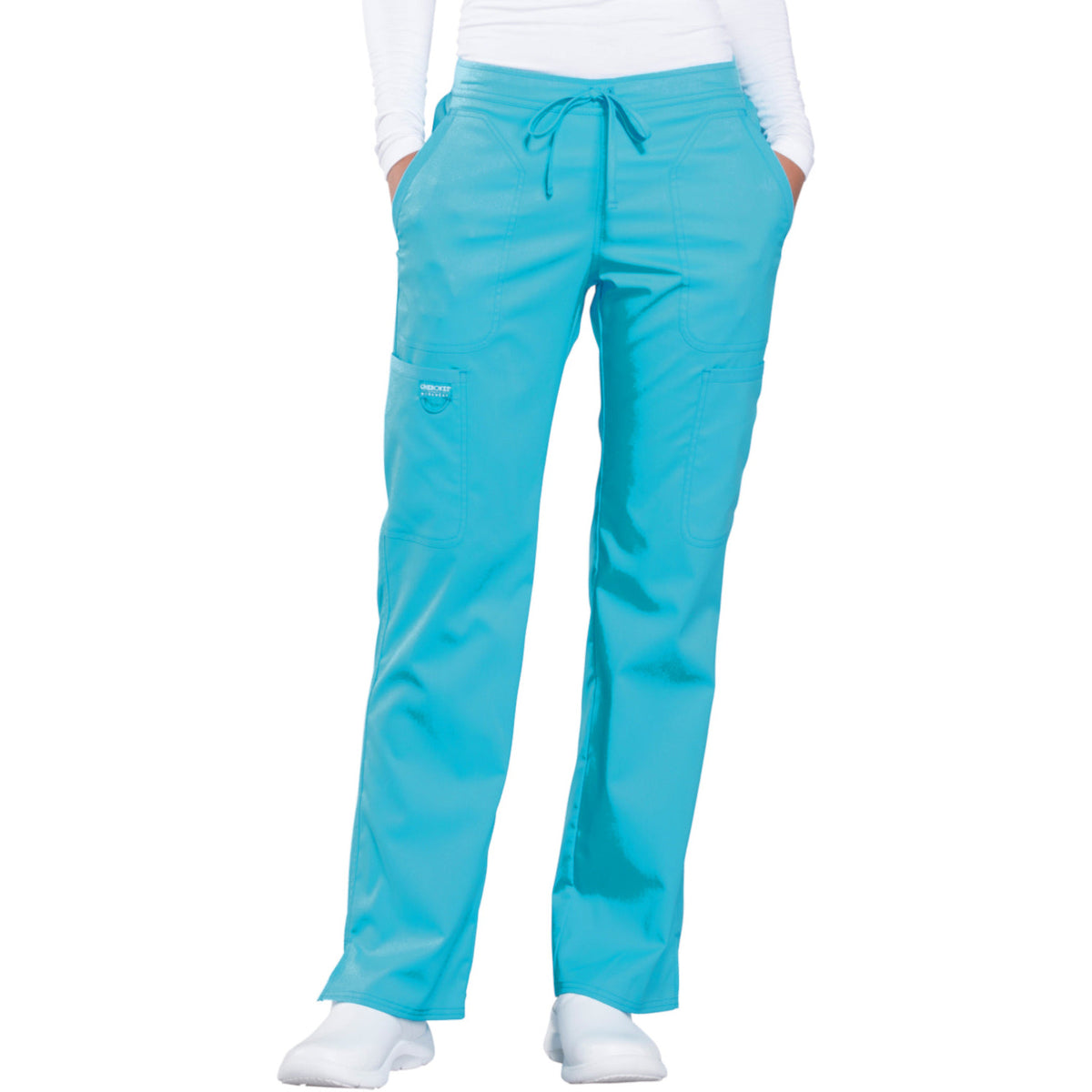 Cherokee Workwear Revolution Women's 5-Pocket Mid Rise Drawstring Pant