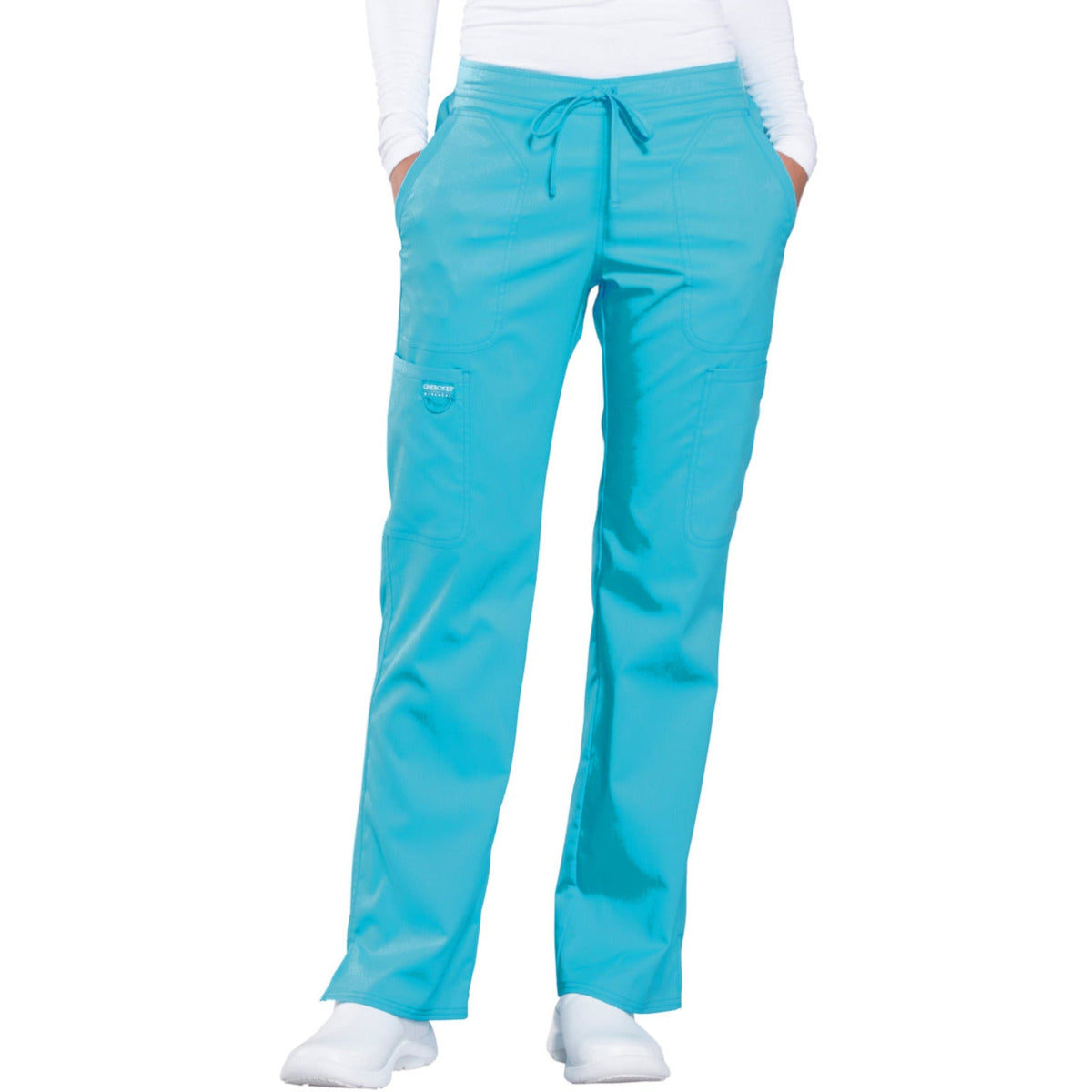 Cherokee Workwear Revolution Women's 5-Pocket Mid Rise Drawstring Pant
