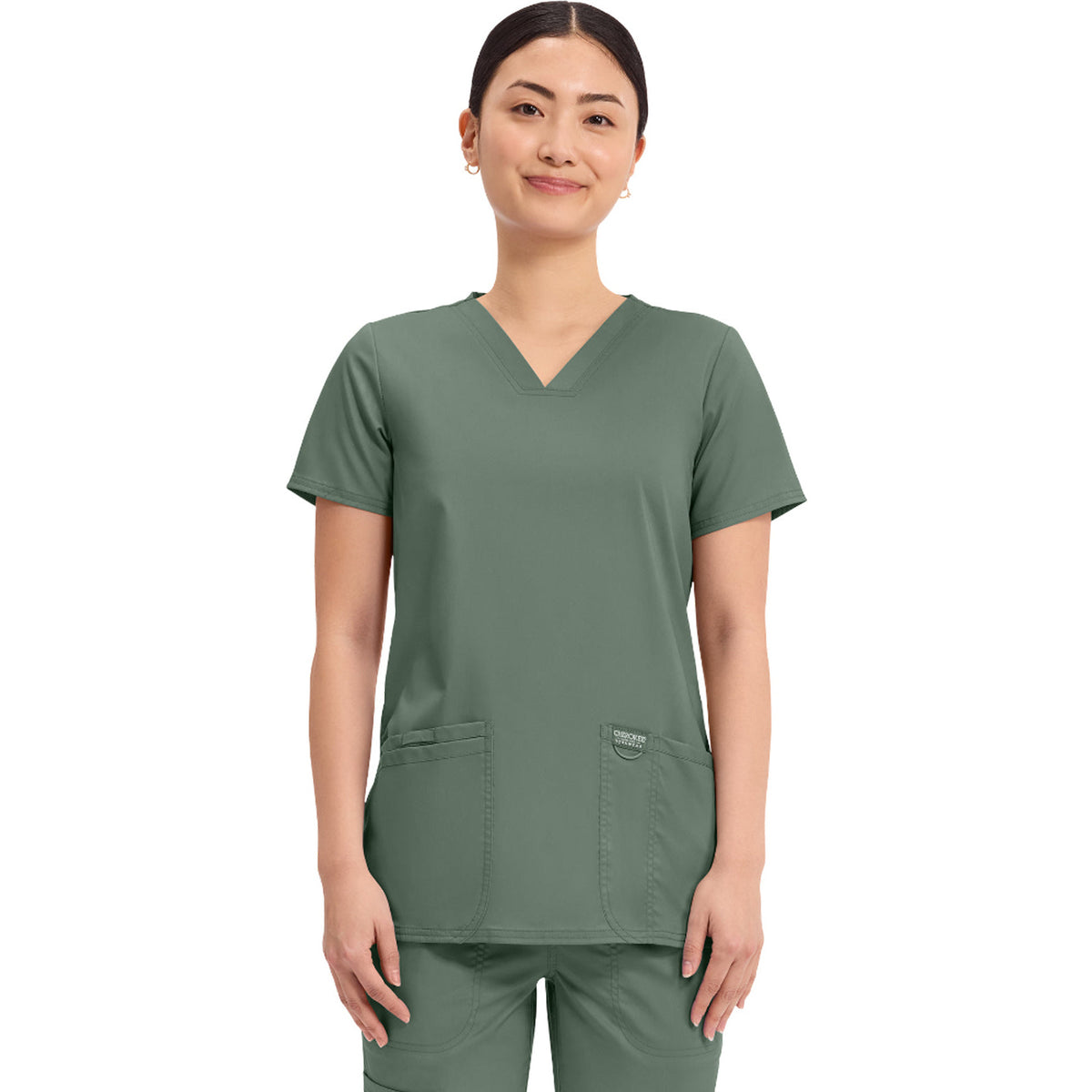 Cherokee Workwear Revolution Women's 3-Pocket V-Neck Top