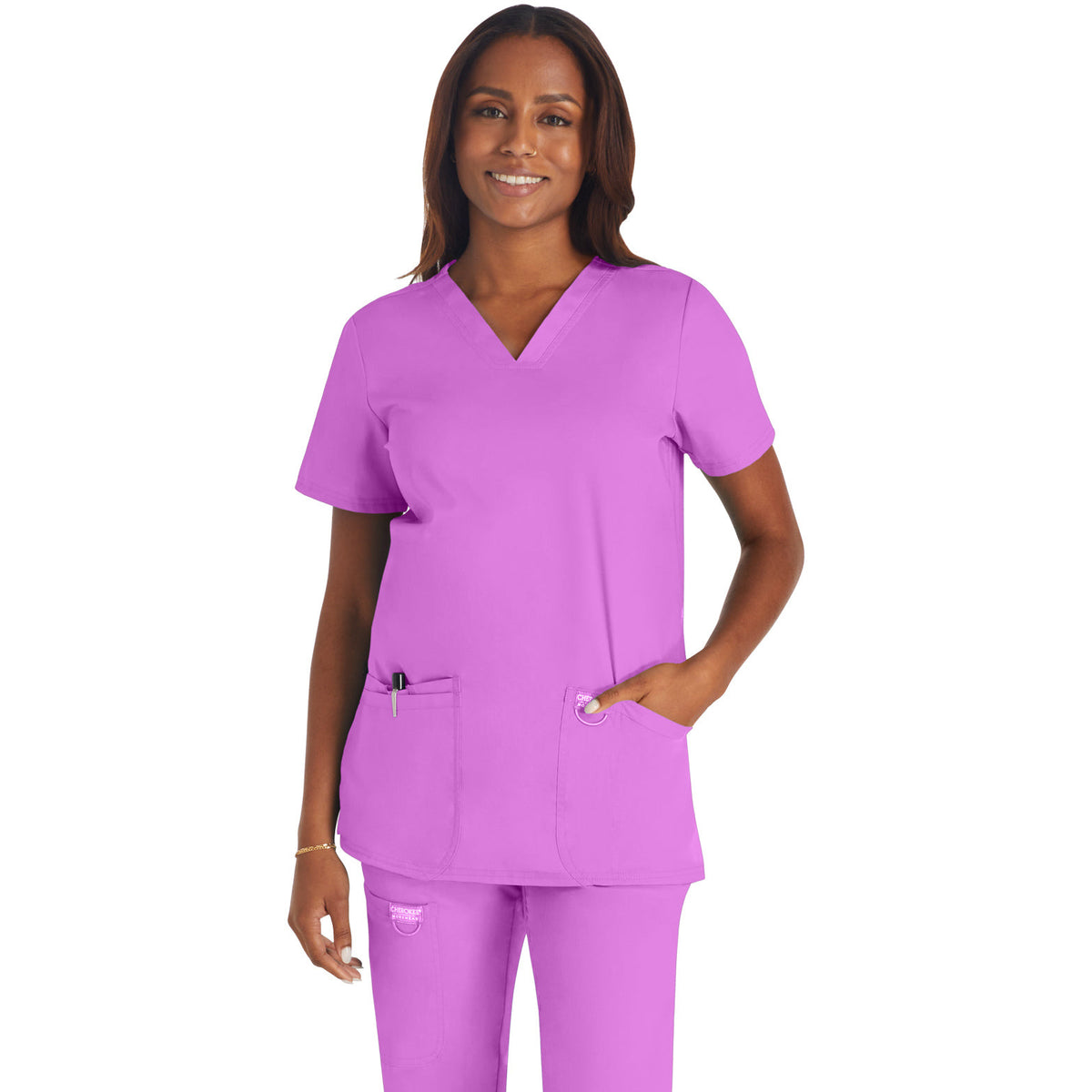 Cherokee Workwear Revolution Women's 3-Pocket V-Neck Top
